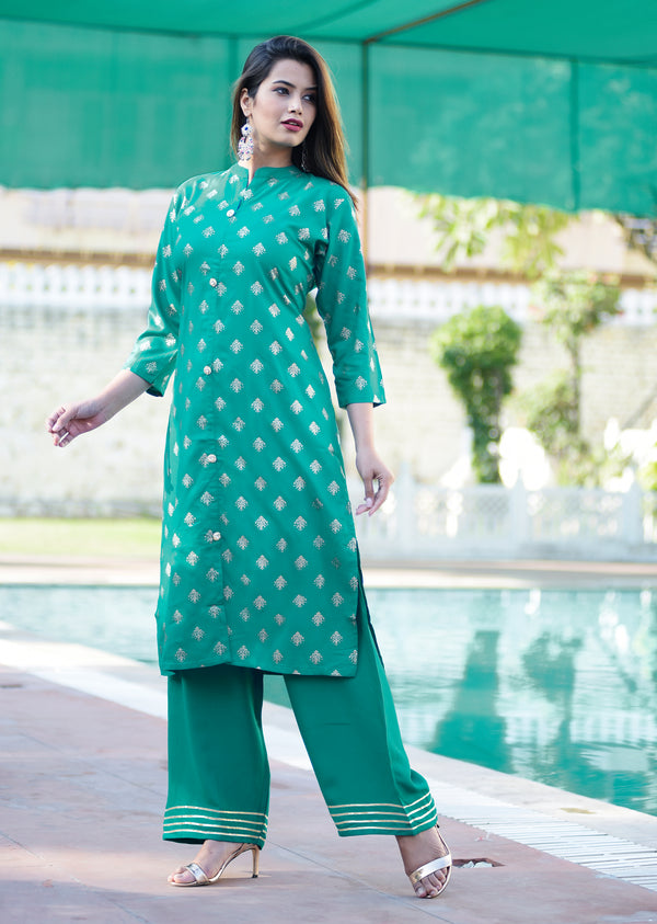 Rayon Printed Women's Kurta palazzo Sets - kurtisbazaar