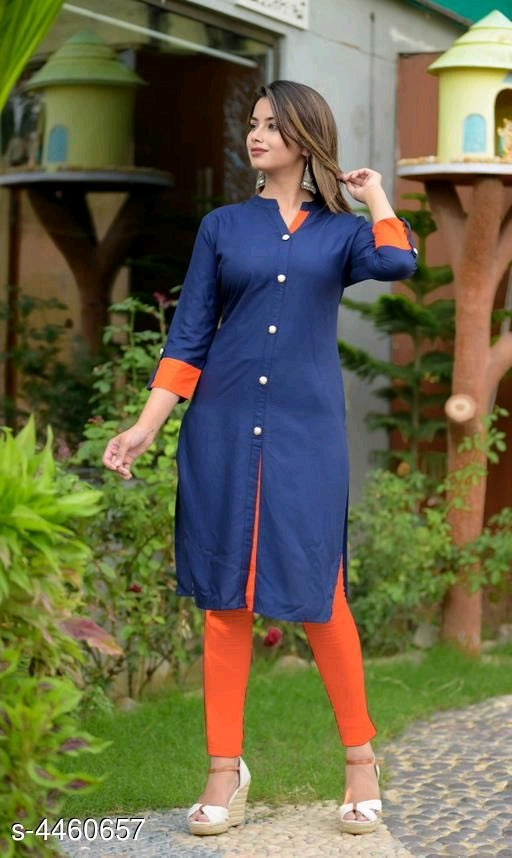 Rayon straight solid kurti - kurtisbazaar
