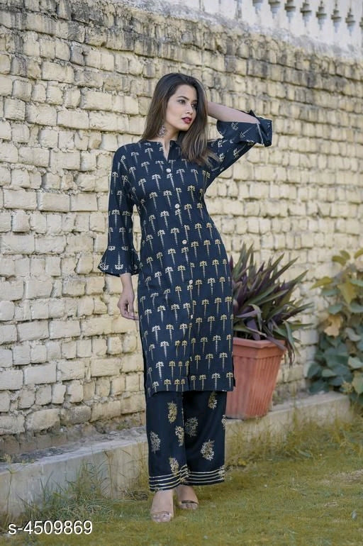 Rayon Printed Women's Kurta palazzo Sets - kurtisbazaar